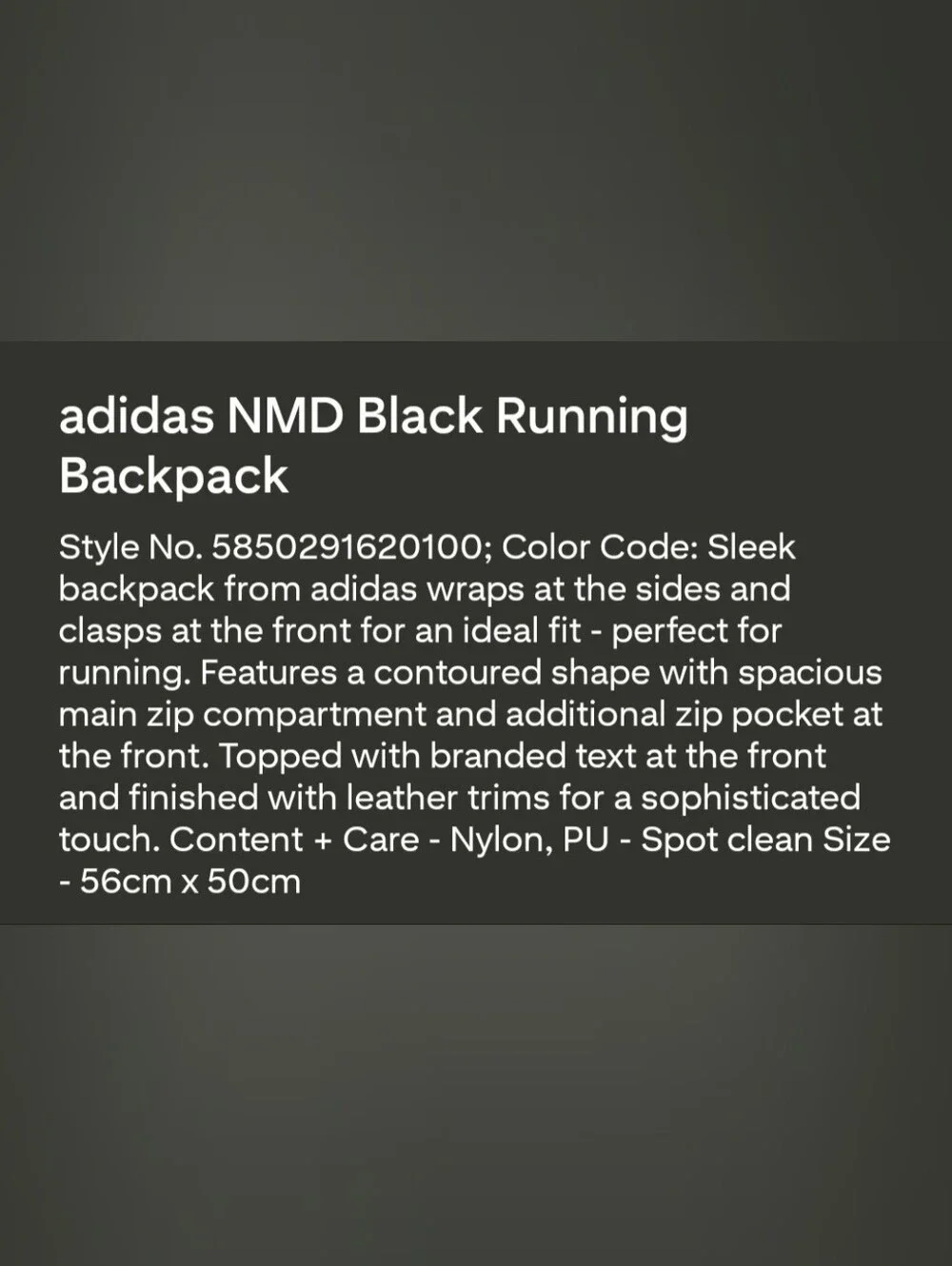 *RARE* adidas NMD Black Running Backpack Contoured Wrap Sides 3 Stripes